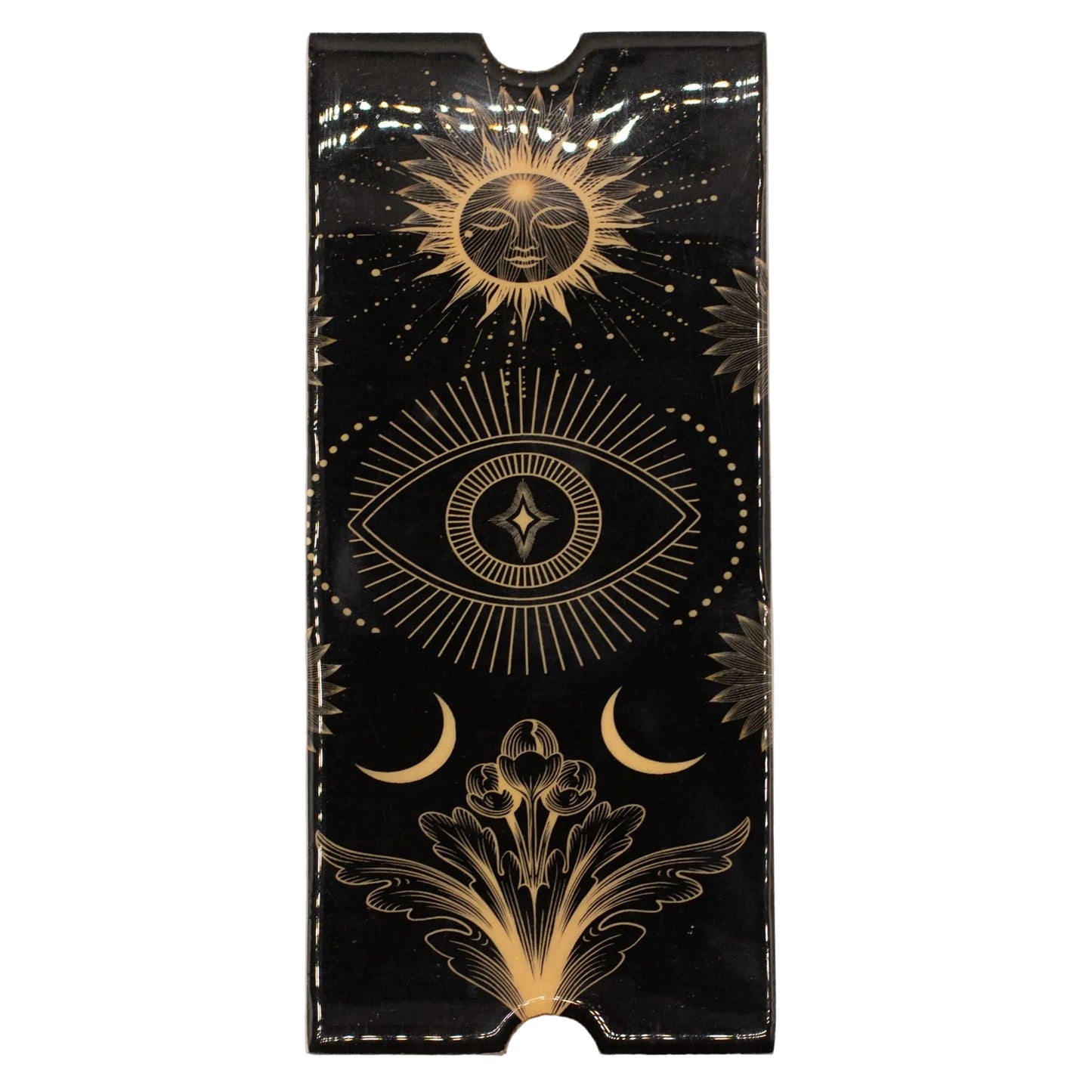 Vierfach unterteilte Tarot-Box mit Kartenhalter