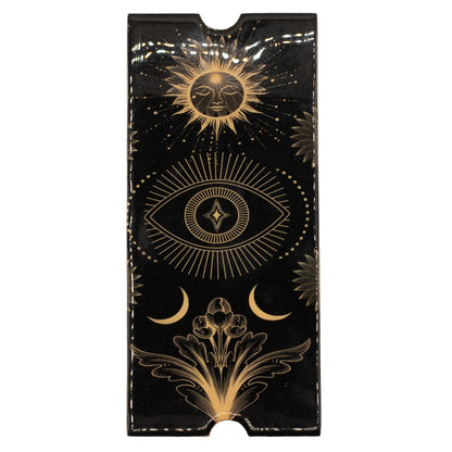 Vierfach unterteilte Tarot-Box mit Kartenhalter