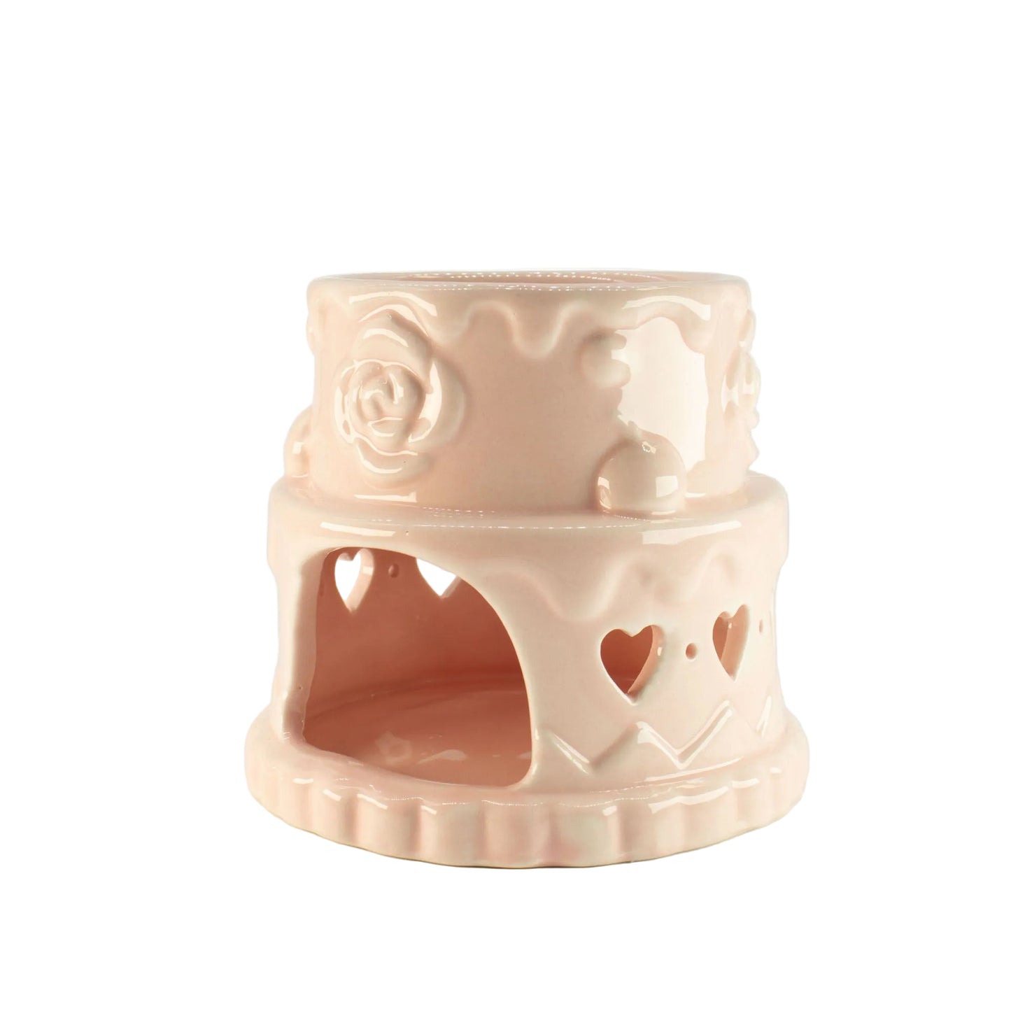 Keramik-Ölbrenner mit Herzmotiven in Rosa