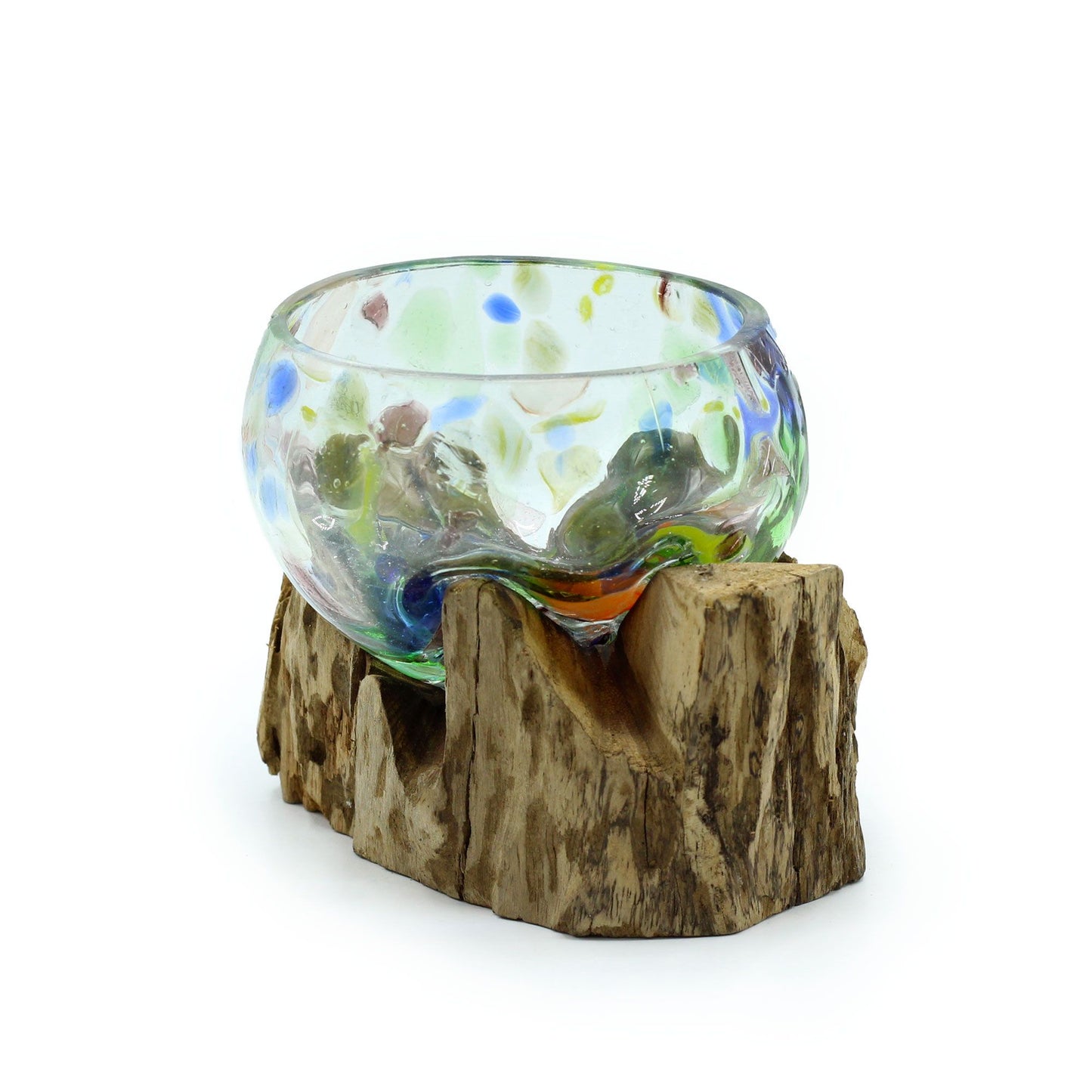 Molten Coloured Glass on Wood – Kleine Schale auf Holz