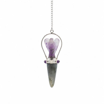 Pendel mit Amethyst Engel und Labradorit Spitze