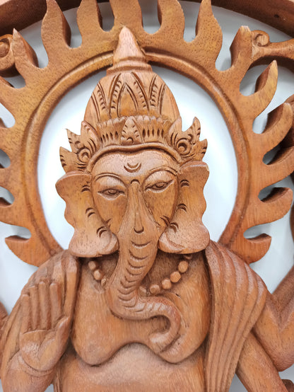 Ganesh Holzpaneel – 40cm mit detailreicher Gestaltung
