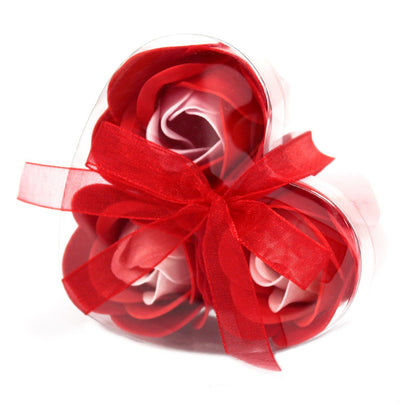 3er-Set Seifenblumen in Herzboxen – Rote Rosen