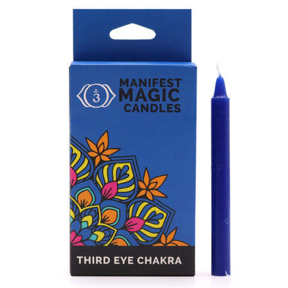 Manifest Magic Candles - Drittes Auge Chakra, 12 Stück