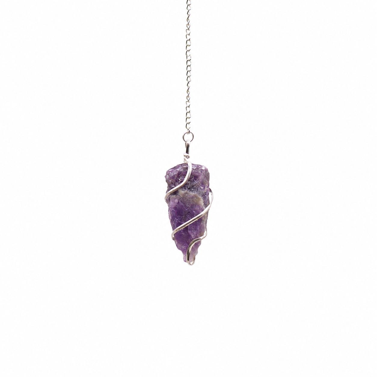 Amethyst Pendel mit silberfarbenen Spirale, für Meditation