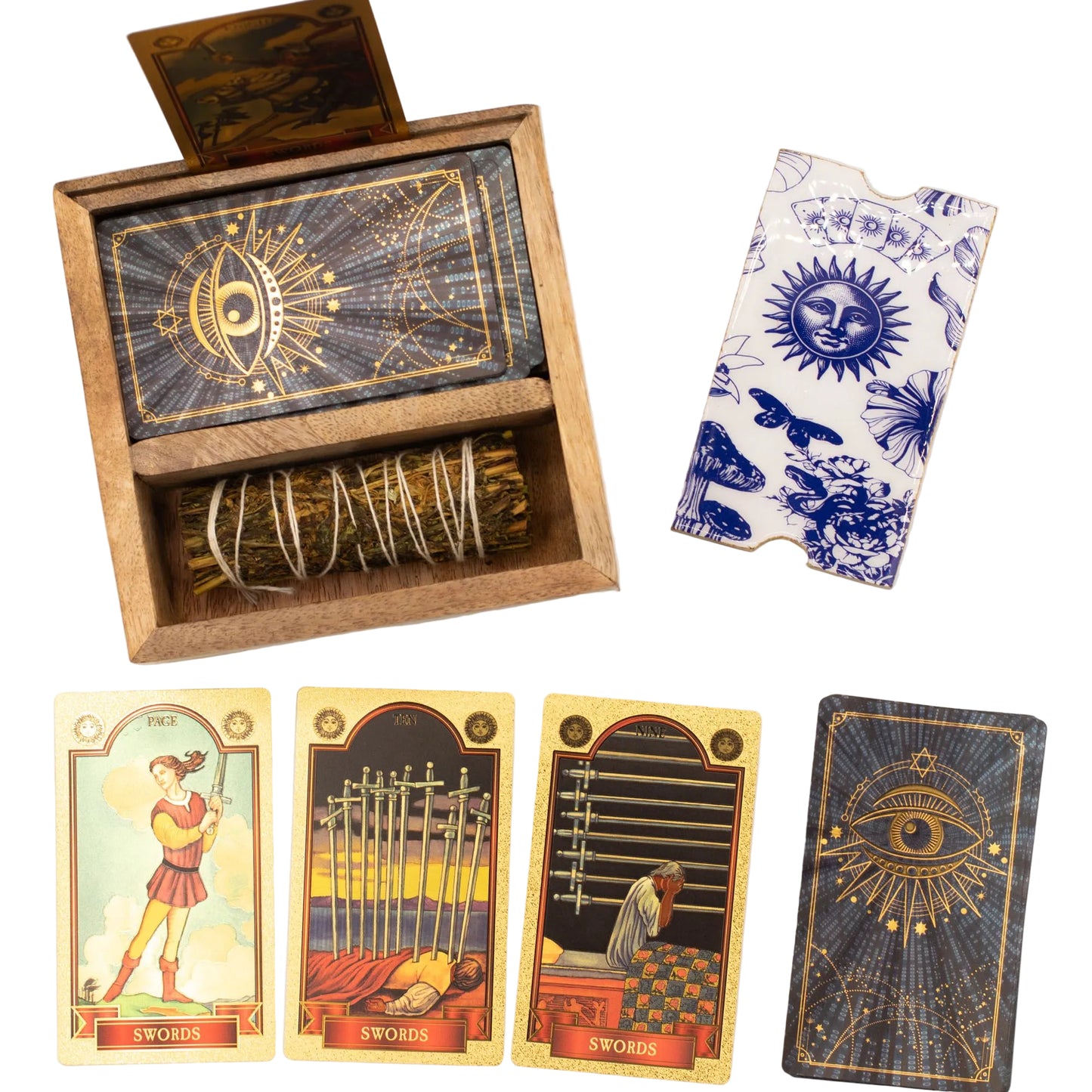 Tarot-Kartenbox mit Keramik Triple Moon Symbol