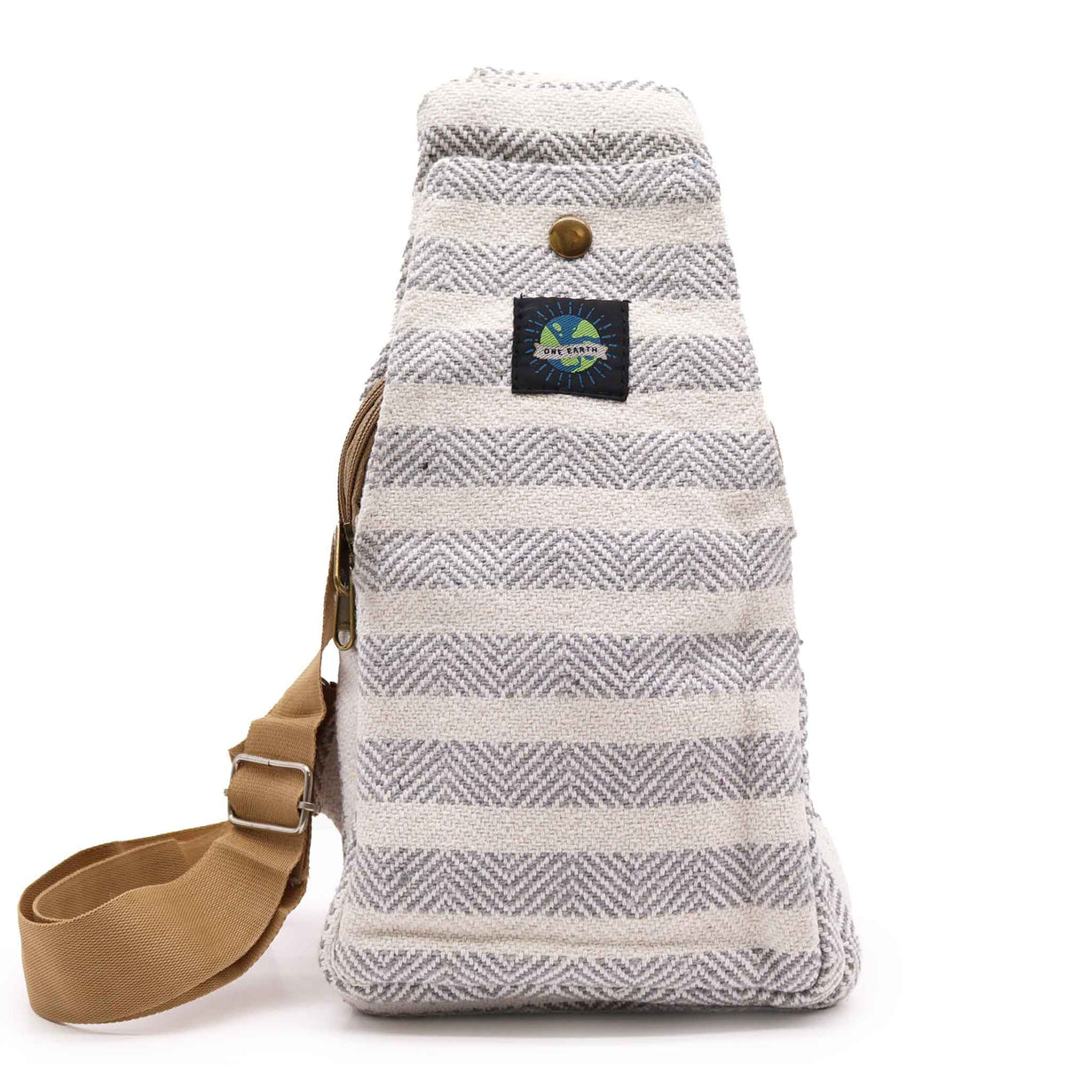 Crossbody Bag aus Baumwolle - Grau & Weiß