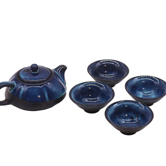 Herbal Blues Teekannen-Set mit 4 Tassen für Kräutertees