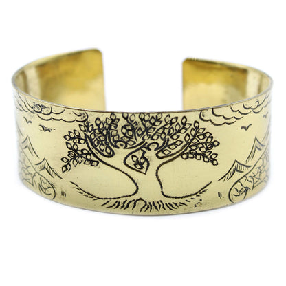 Tibet Mantra Messing-Armband Lebensbaum-Motiv