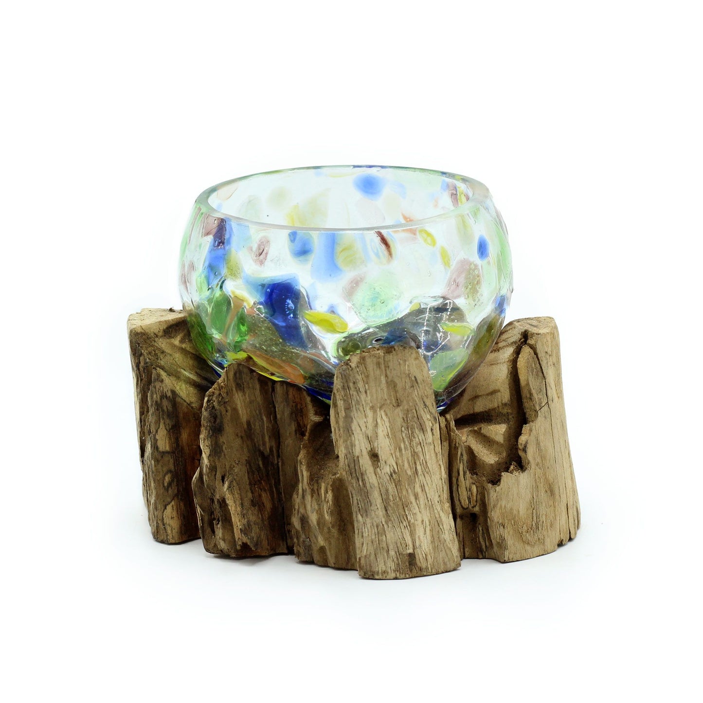 Molten Coloured Glass on Wood – Kleine Schale auf Holz