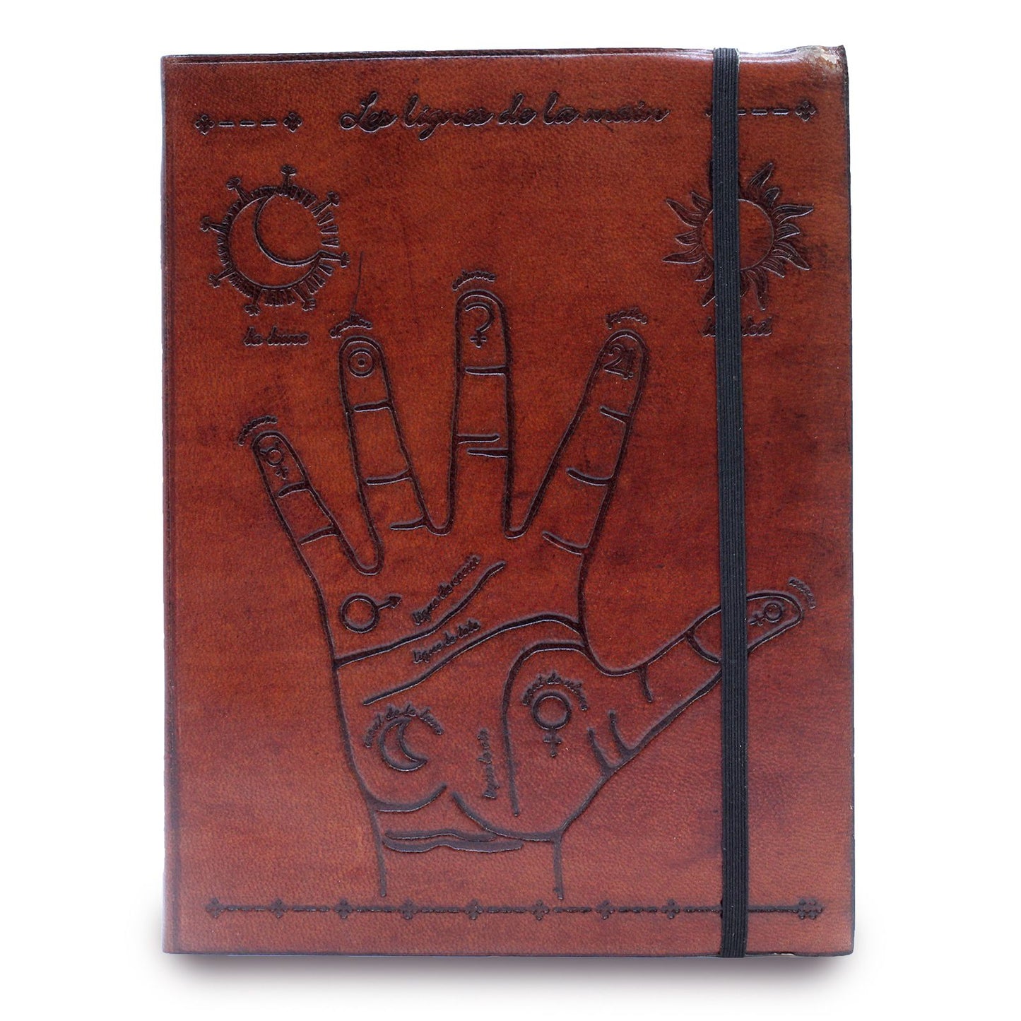 Leder-Notizbuch mit Riemen - Palmistry