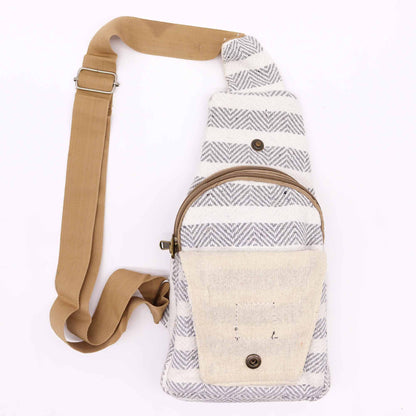 Crossbody Bag aus Baumwolle - Grau & Weiß