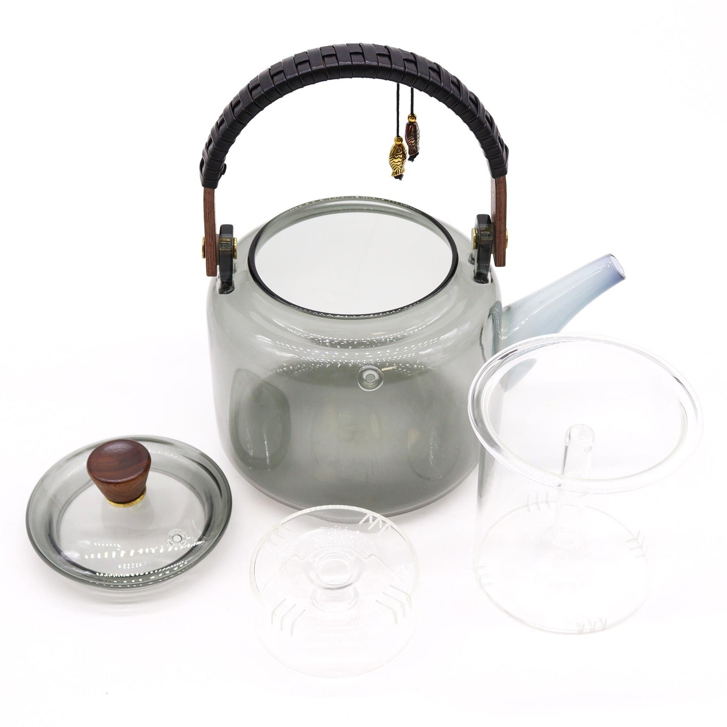 Glas-Teekanne mit Sieb und Dampfsystem Anthrazit 1000 ml
