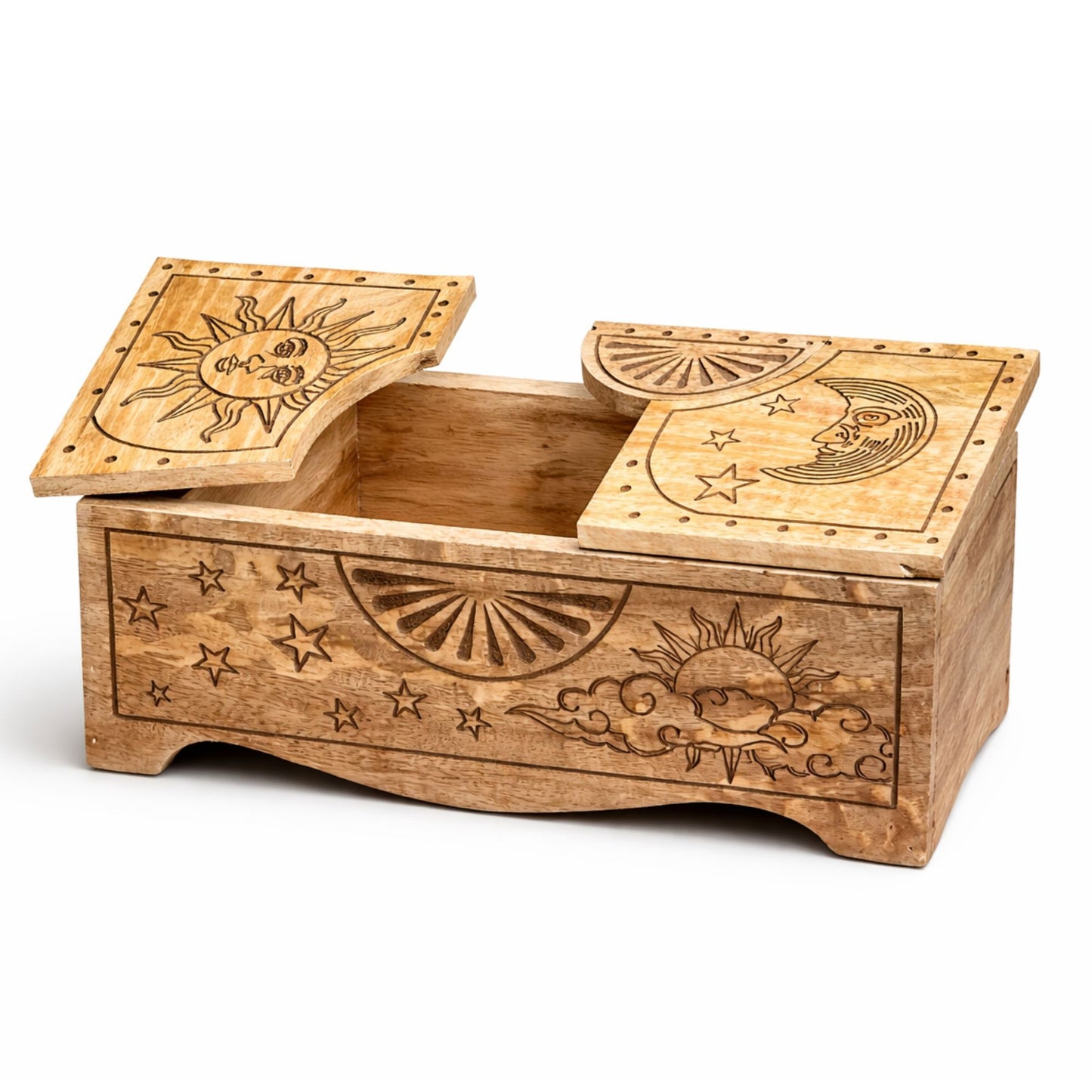 Sun & Moon Holz-Schiebebox mit Gravur für Tarotkarten