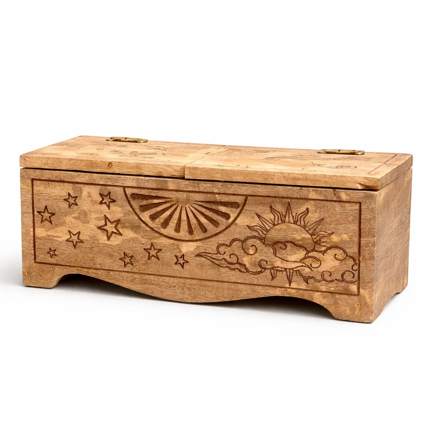 Sun & Moon Holz-Schiebebox mit Gravur für Tarotkarten