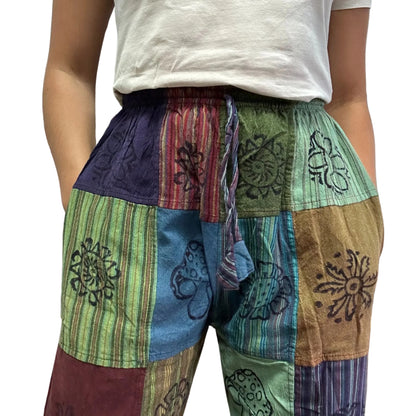 Nomad Sari Freizeithose mit Blockdruck in Grüntönen, S / M