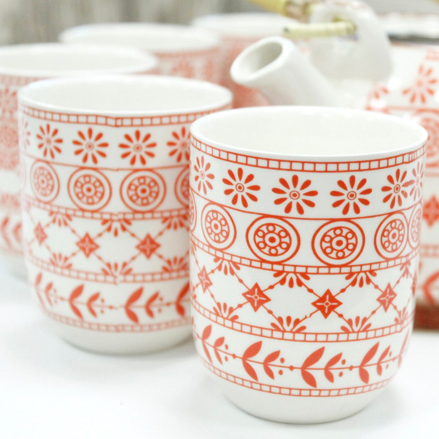 Herbal Teapot Set in Amber – Teekanne mit 6 passenden Tassen aus Keramik