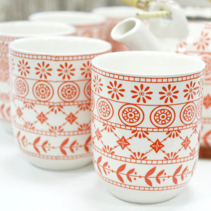 Herbal Teapot Set in Amber – Teekanne mit 6 passenden Tassen aus Keramik