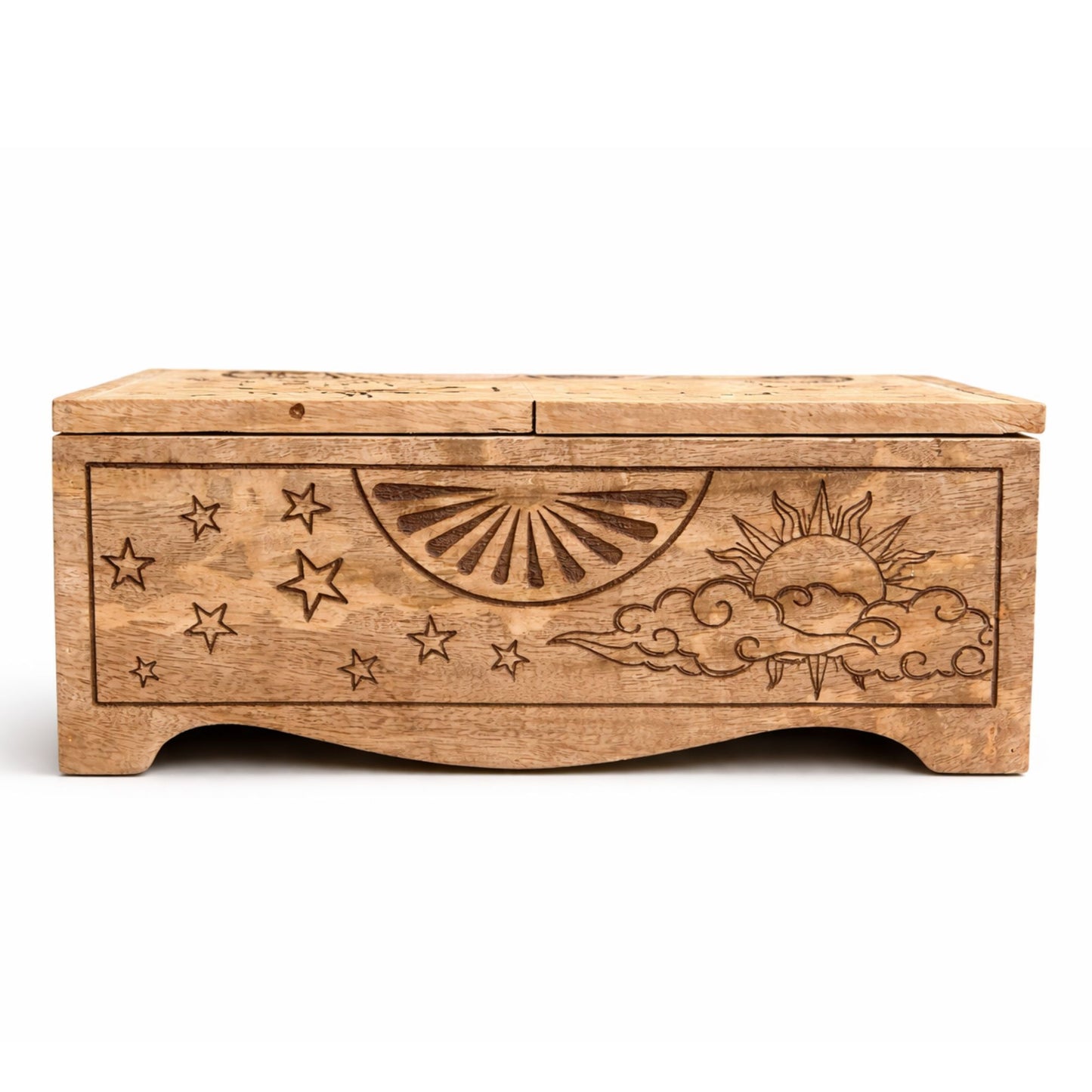Sun & Moon Holz-Schiebebox mit Gravur für Tarotkarten