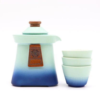 Temple Teapot Set mit 3 Tassen in Blau Heaven – Kräutertee-Set
