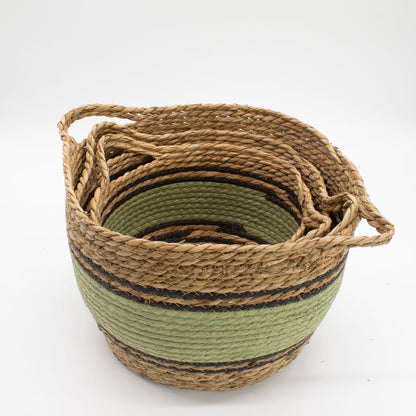 Große Seegras Körbe mit Baumwolle, Set