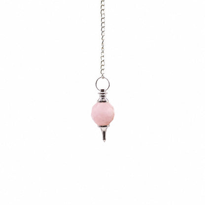 Faceted Gemstone Pendulum - Rose Quartz