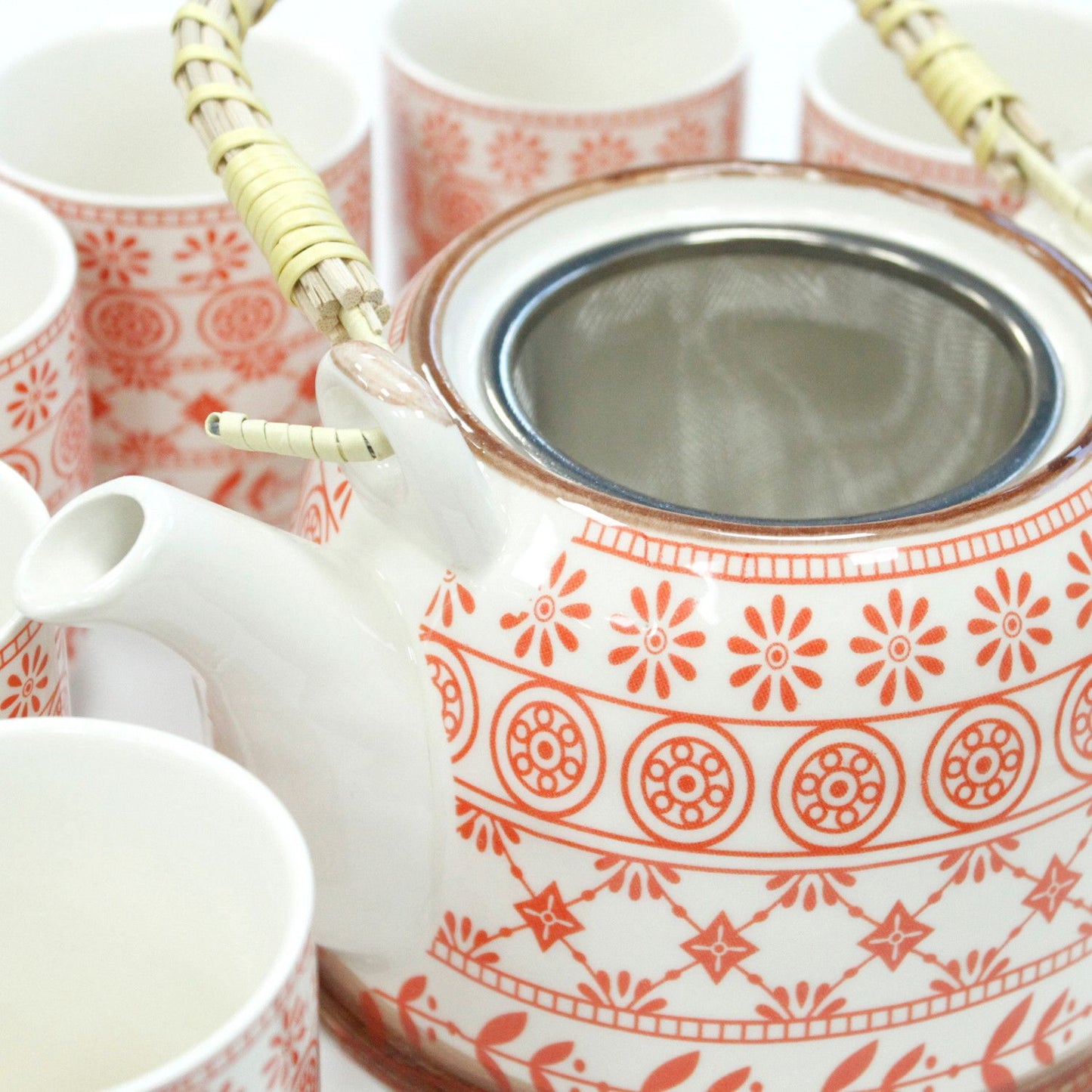Herbal Teapot Set in Amber – Teekanne mit 6 passenden Tassen aus Keramik