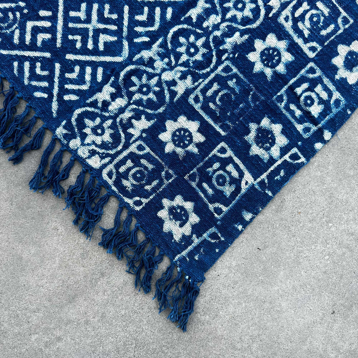 Handgefertigte Indigo-Decke - 170x120cm - Desi Stripes
