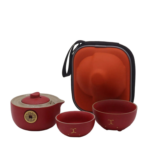 Money Cat Teekannen Reise-Set mit zwei Tassen und Etui