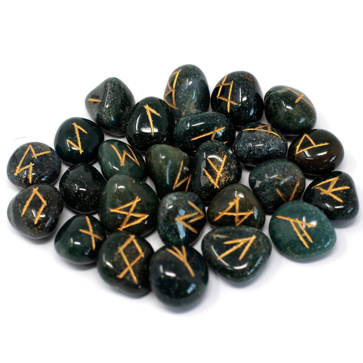 Runenstein-Set mit Beutel – Bloodstone 25 Stück