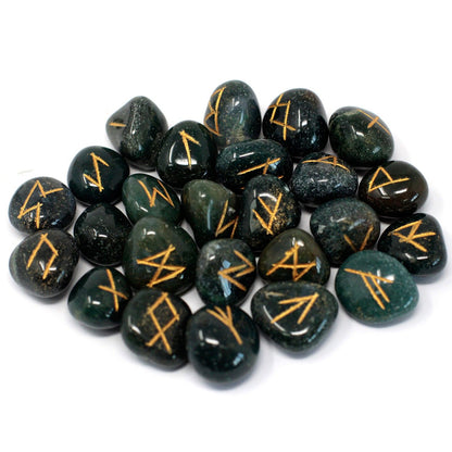 Runenstein-Set mit Beutel – Bloodstone 25 Stück