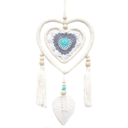 Traumfänger - Medium Blue Heart in Heart, handgefertigt
