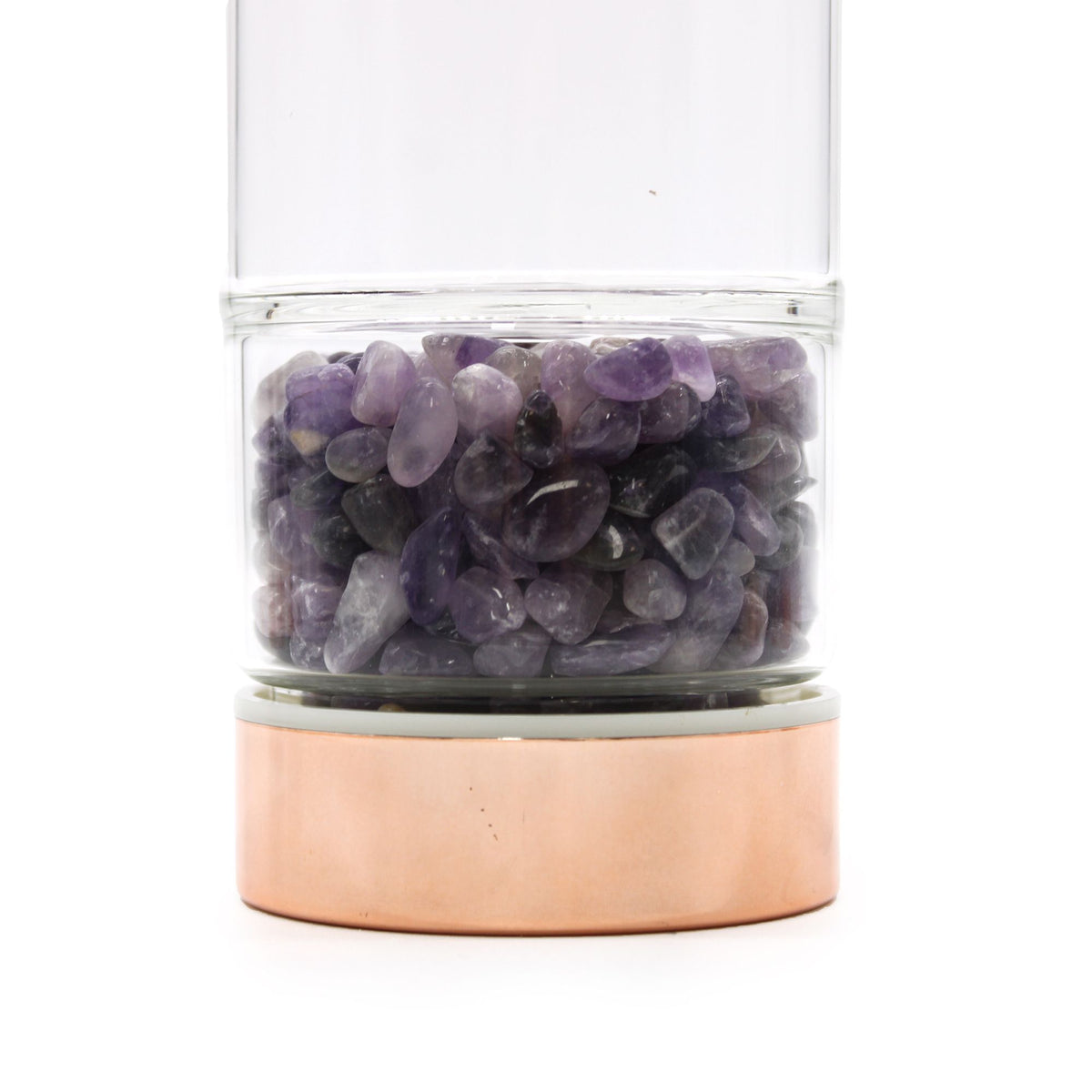 Trinkflasche aus Glas mit Siebeinsatz, 500 ml, mit Amethyst