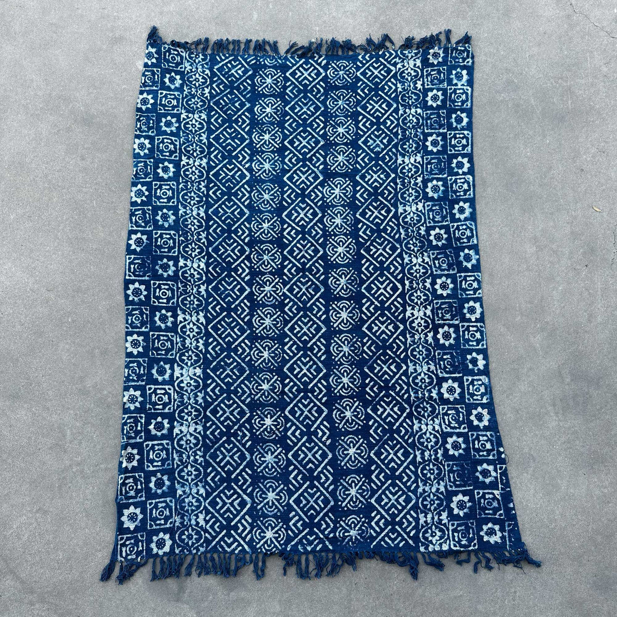 Handgefertigte Indigo-Decke - 170x120cm - Desi Stripes