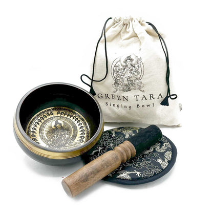 Graviertes Klangschalen-Geschenkset - 14cm - Green Tara