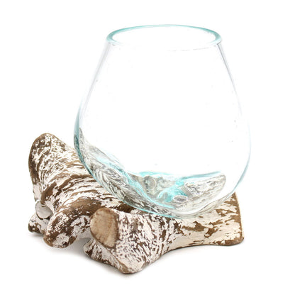 Molten Glass auf weiß gebleichtem Holz – Mittlere Schale