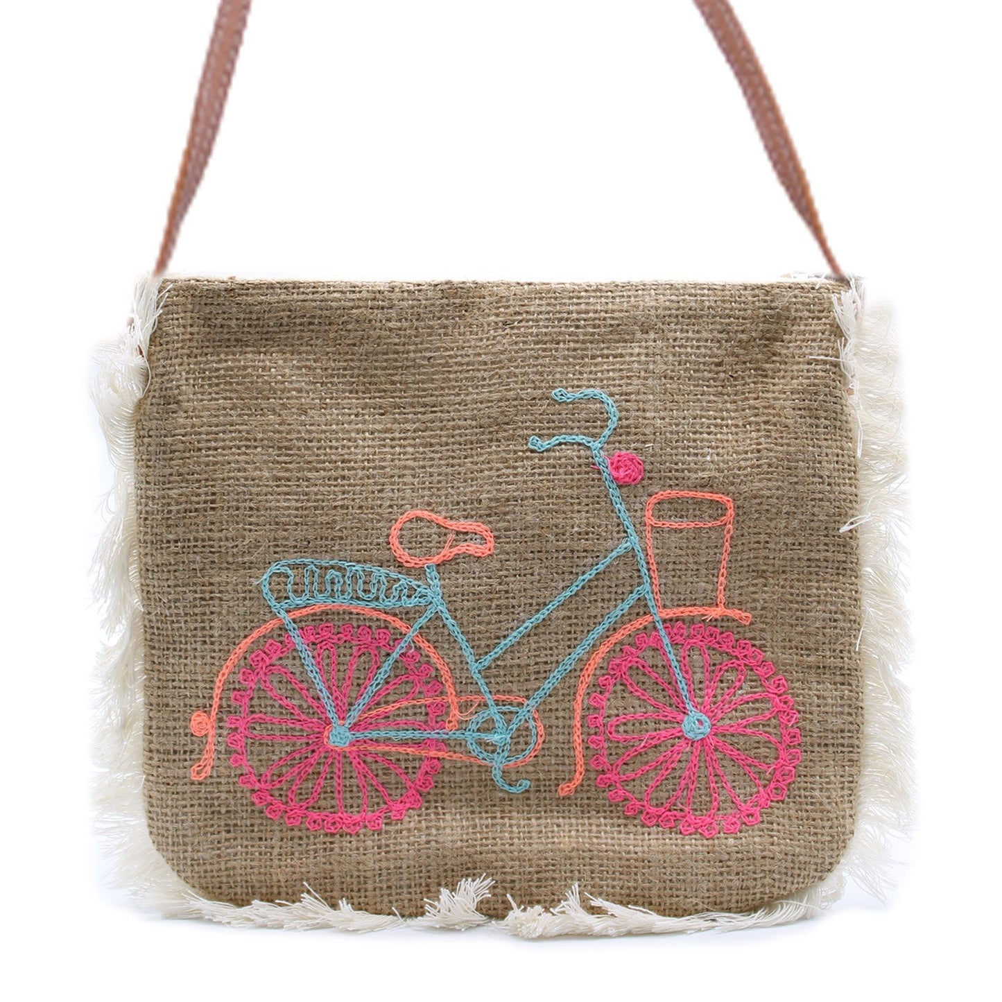Fab Fringe Bag mit Bicycle -Stickerei und Fransen-Design