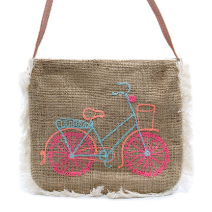 Fab Fringe Bag mit Bicycle -Stickerei und Fransen-Design