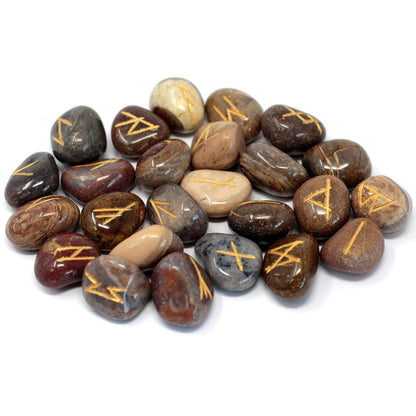 Runenstein-Set mit Beutel – Fancy Jasper für spirituelle Praxis