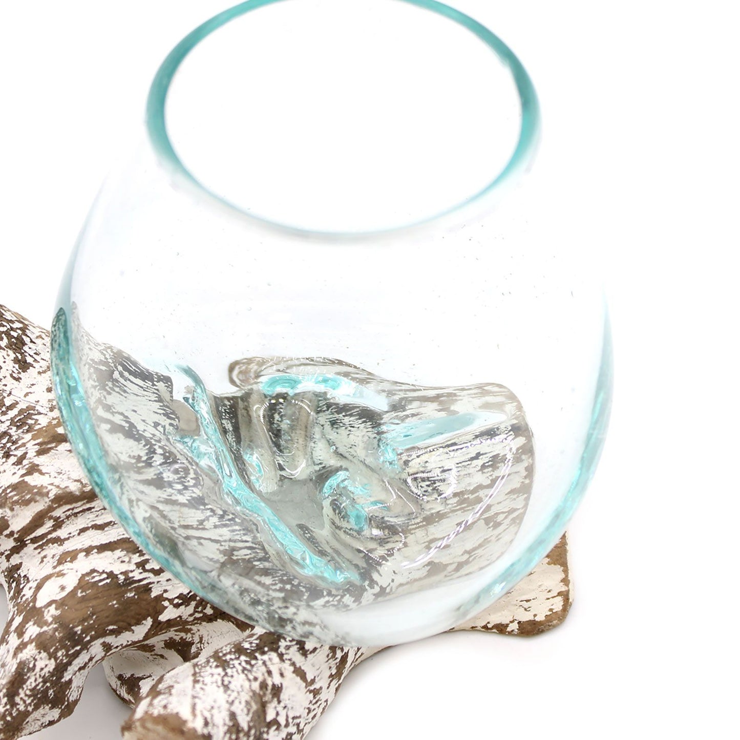 Molten Glass auf weiß gebleichtem Holz – Mittlere Schale