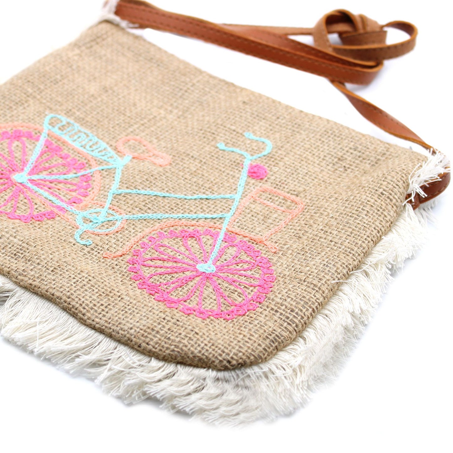 Fab Fringe Bag mit Bicycle -Stickerei und Fransen-Design