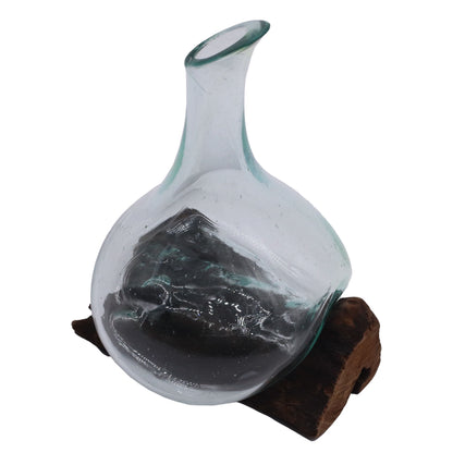 Molten Glass Mini Dekanter auf Holz 20cm – Elegantes Design