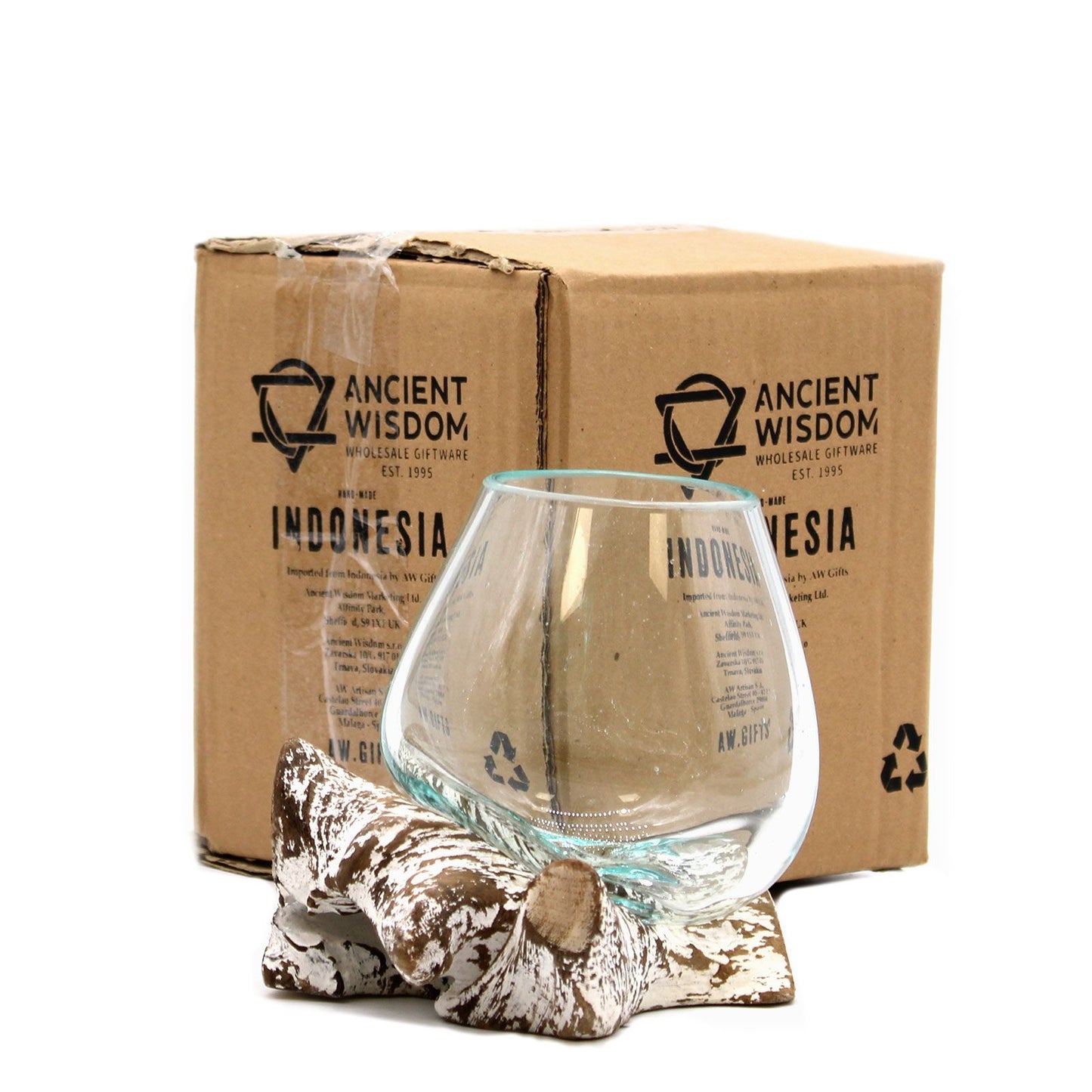 Molten Glass auf weiß gebleichtem Holz – Mittlere Schale