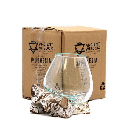 Molten Glass auf weiß gebleichtem Holz – Mittlere Schale