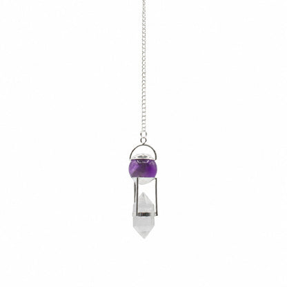 Doppelpendel mit Amethystkugel und Bergkristall
