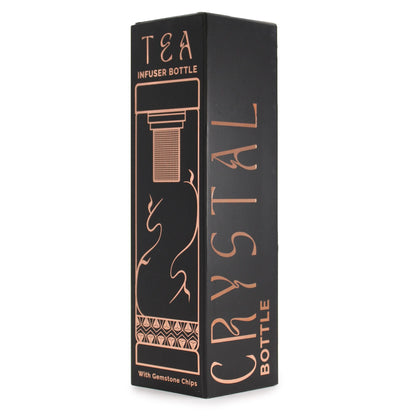Trinkflasche aus Glas mit Siebeinsatz, 500 ml, mit Bergquarz
