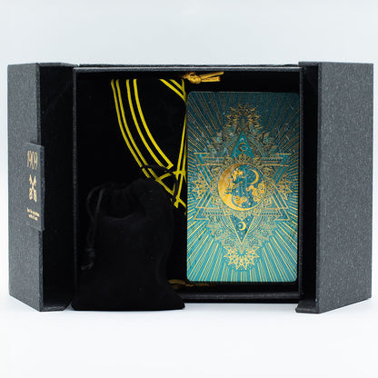 Tarot-Set mit Gold- und Türkis-Folienprägung – Geschenkset