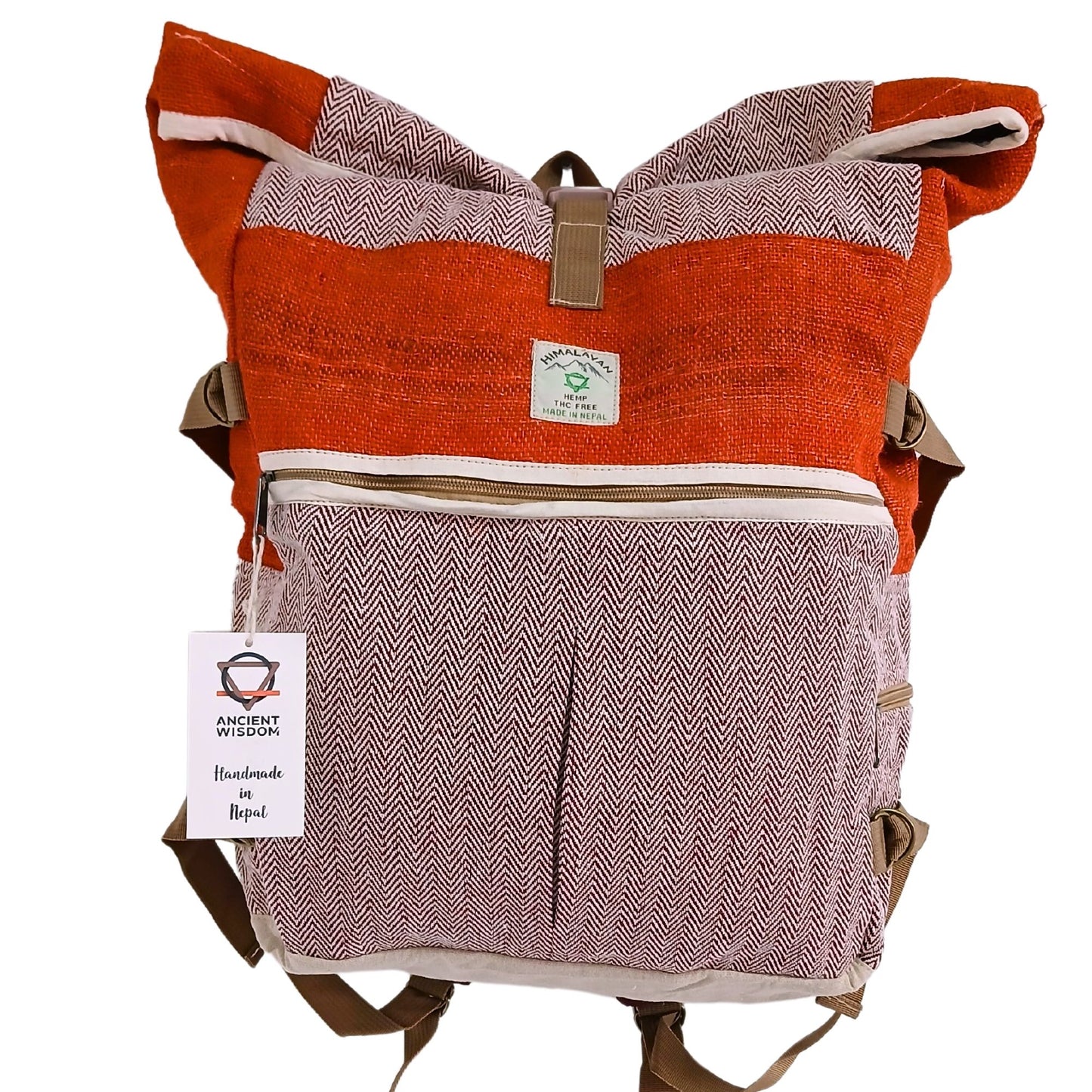 Hanf-Trekking-Rollrucksack - Sunset Orange