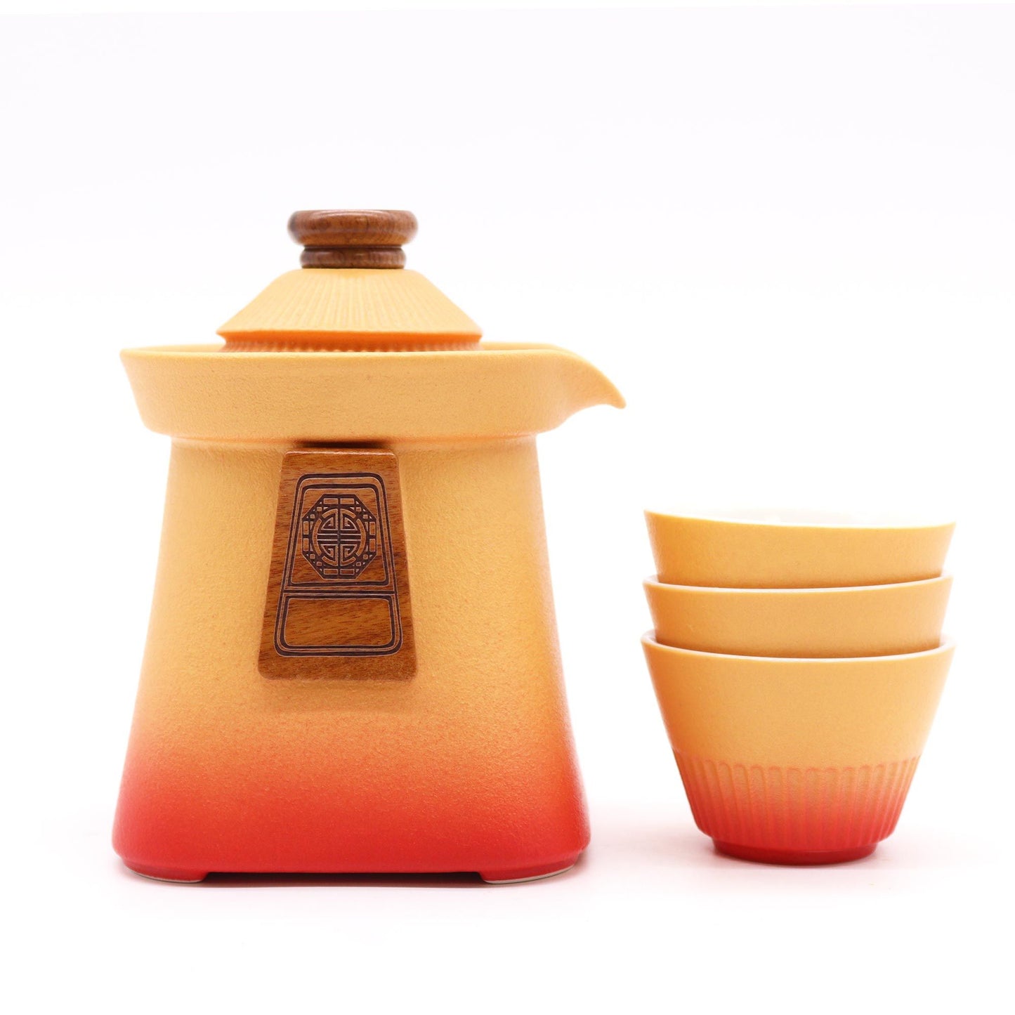 Temple Teapot Set mit 3 Tassen Orange Earth – Kräutertee-Set
