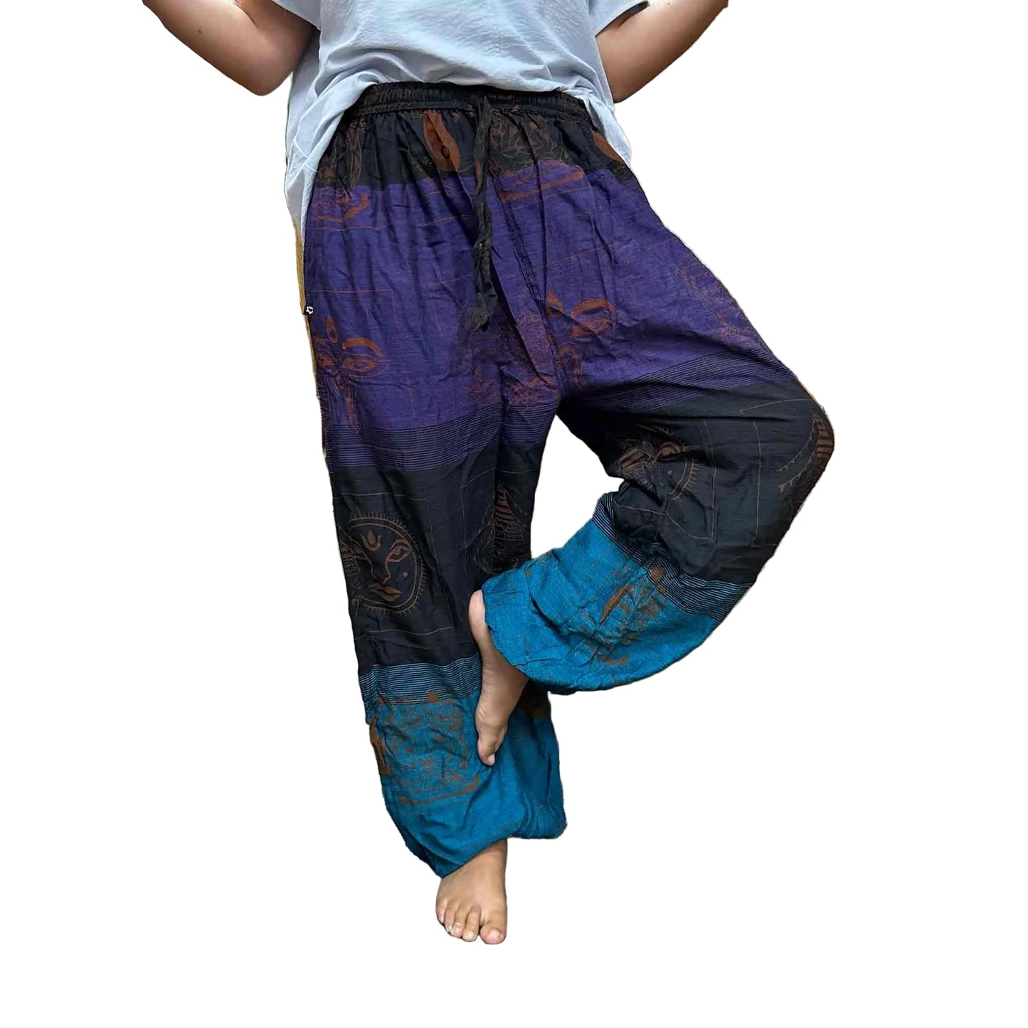 Yoga- und Freizeithose mit High Cross Himalaya-Muster in Lila